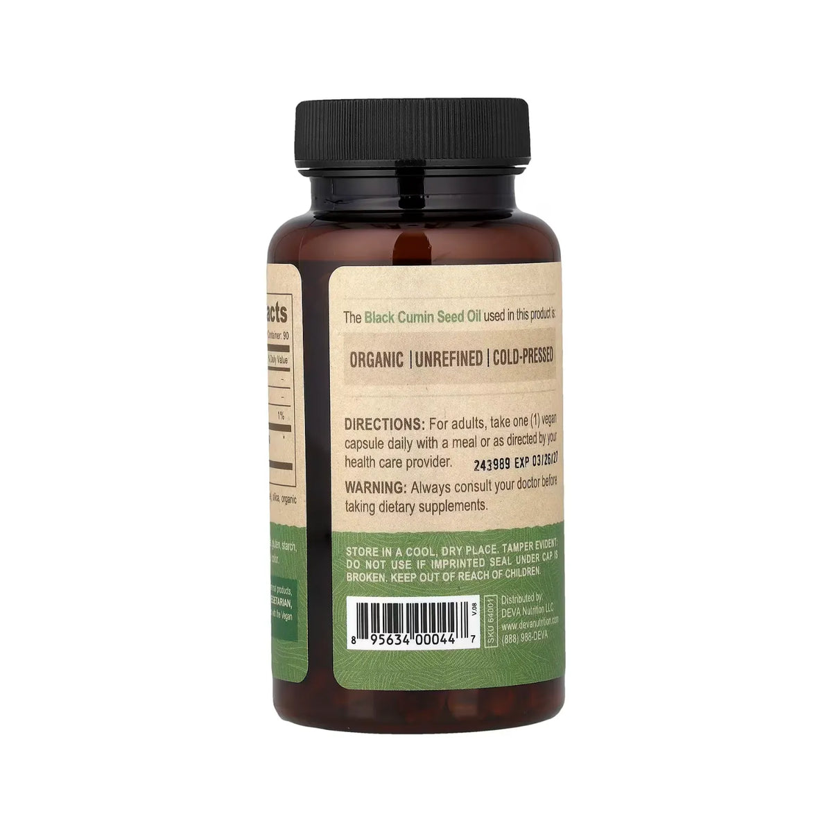 Deva Nutrition Vegan Aceite De Semilla De Comino Negro 90 Capsulas Veganas