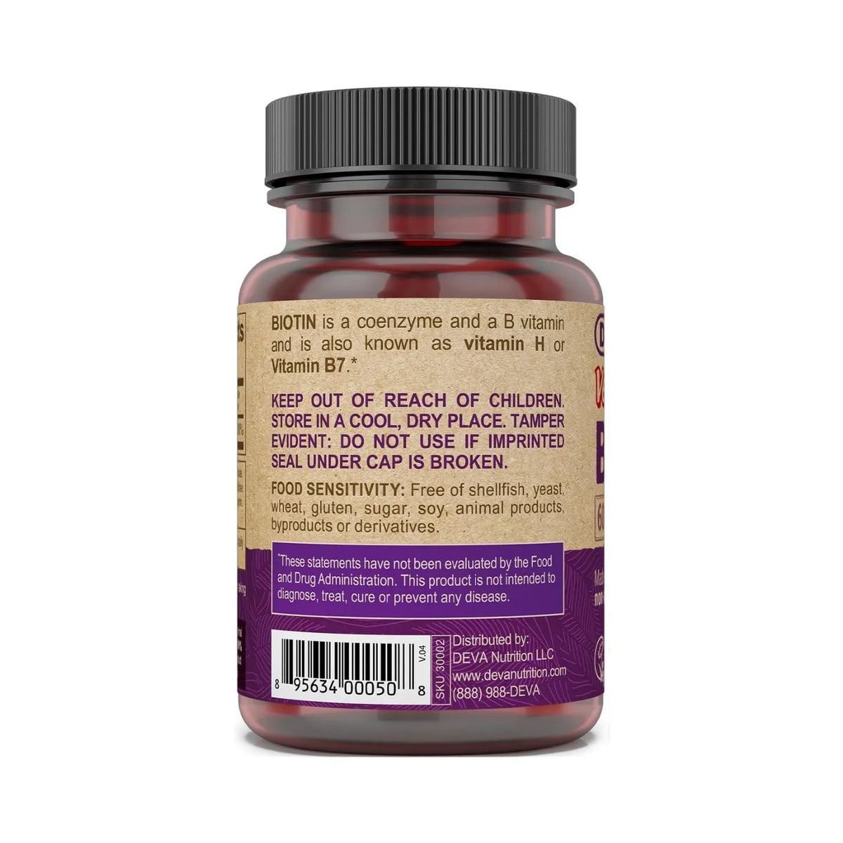 Deva Nutrition Vegan Biotina - 6000 mcg 90 Tabletas