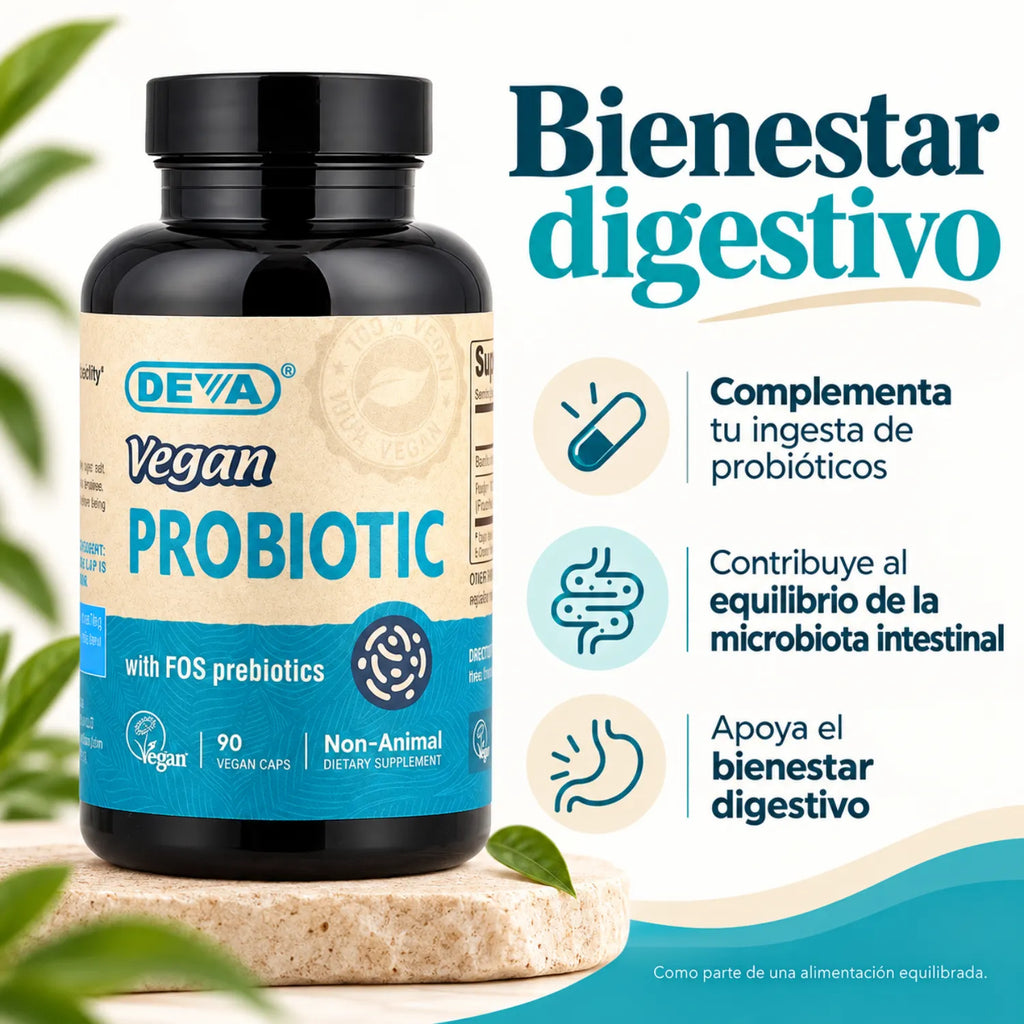 Deva Nutrition Vegan Probiotic with Prebiotic Con 90 Capsulas Veganas