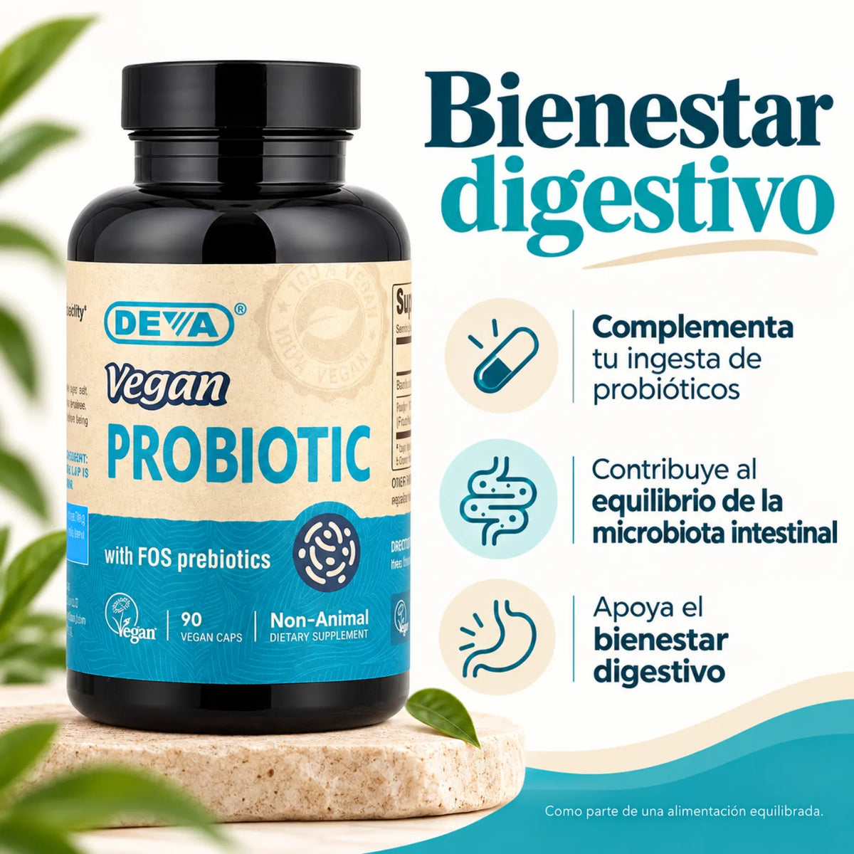 Deva Nutrition Vegan Probiotic with Prebiotic Con 90 Capsulas Veganas