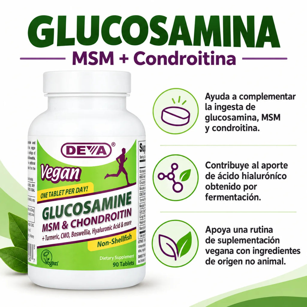 Deva Nutrition Vegan Glucosamina-Condroitina MSM 90 Tabletas