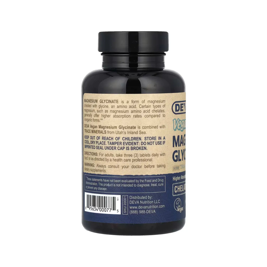 Deva Nutrition Vegan Magnesium Glycinate C/ Trace Minerals 90 Tabletas
