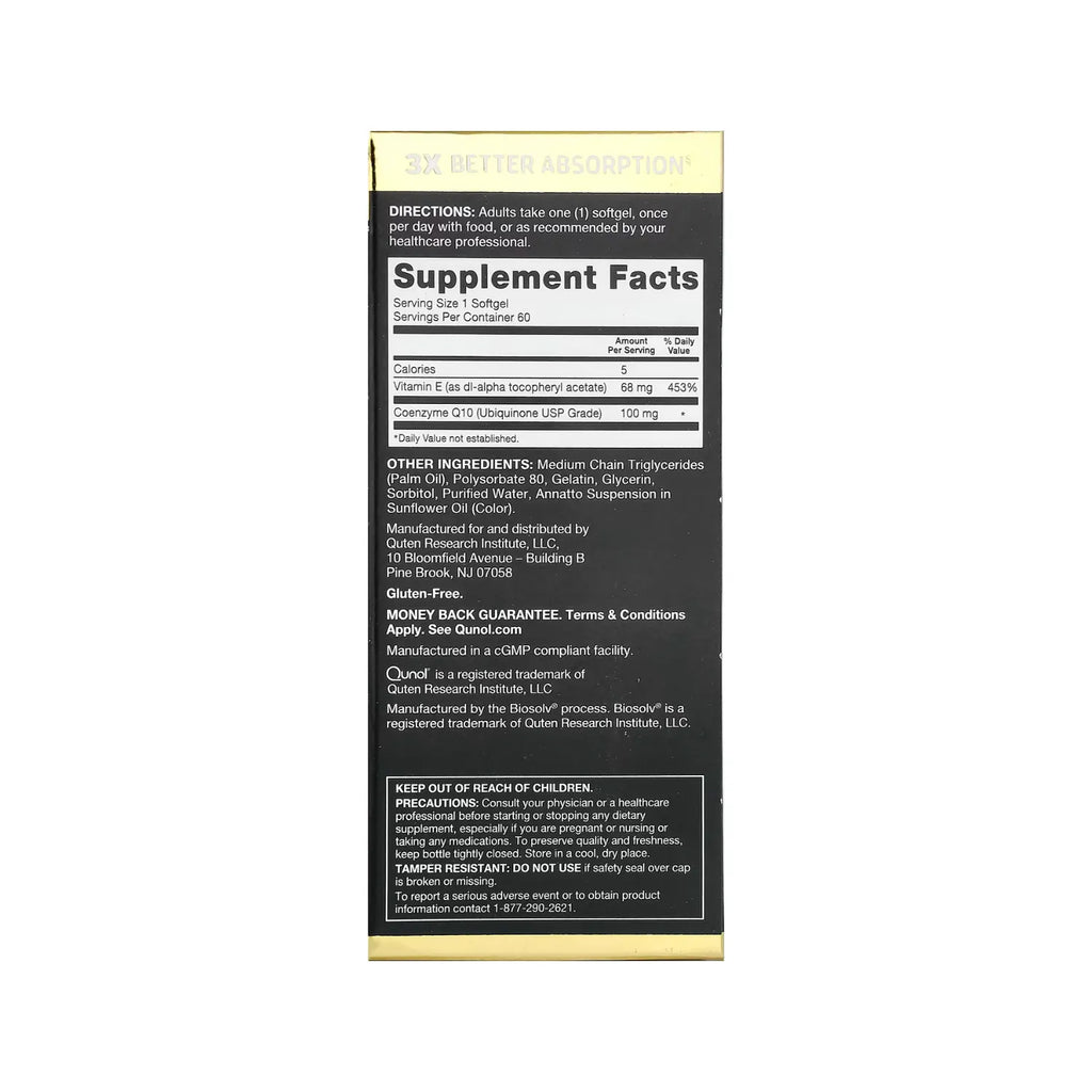 Qunol Ultra CoQ10 Con 60 Cápsulas Blandas 100mg