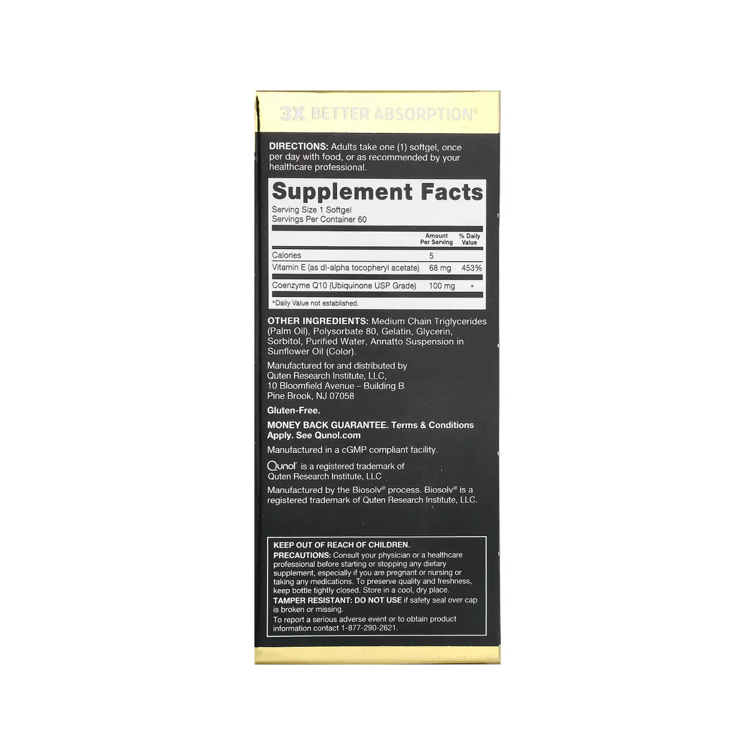 Qunol Ultra CoQ10 Con 60 Cápsulas Blandas 100mg