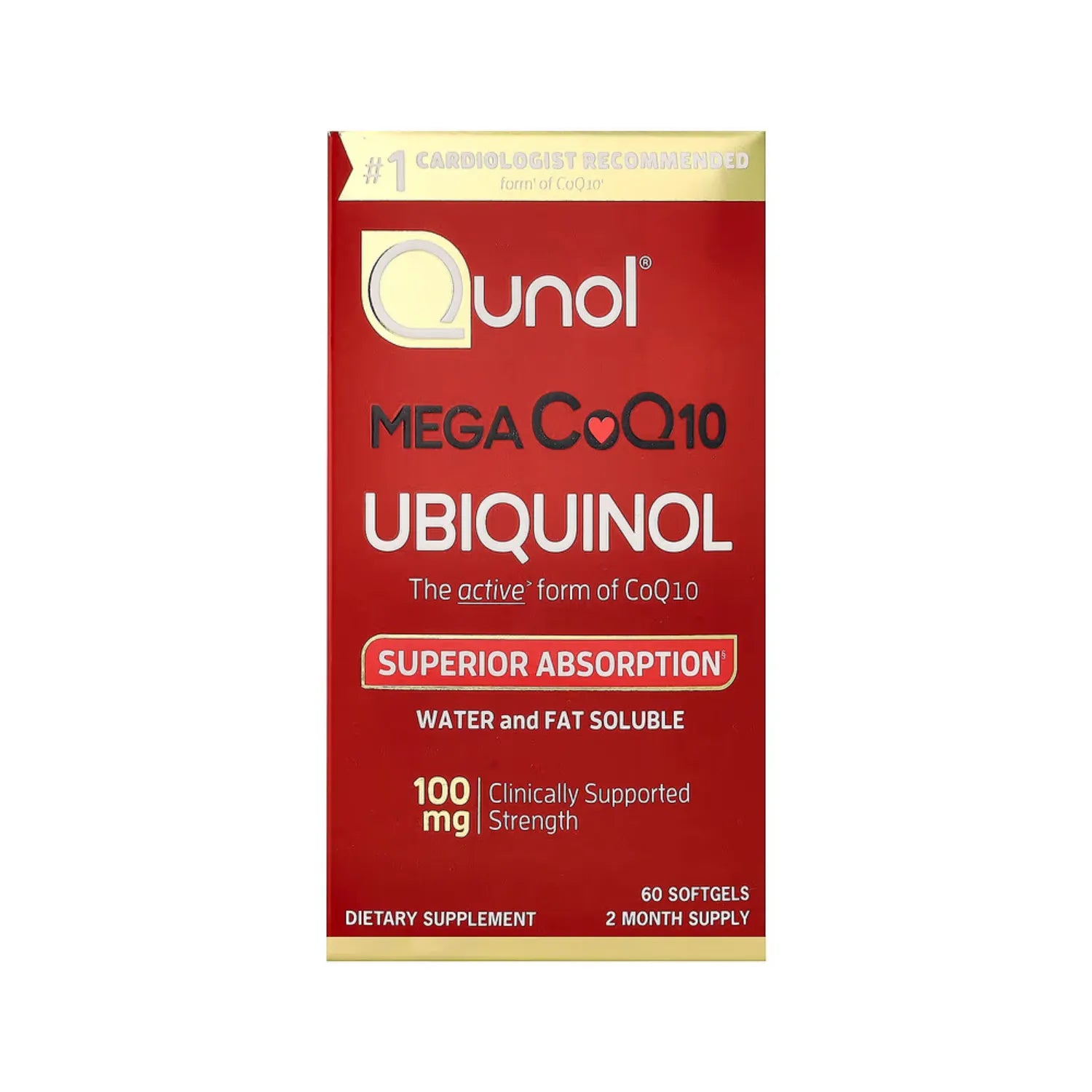 Qunol Ubiquinol Mega CoQ10 100 mg 60 Cápsulas Blandas