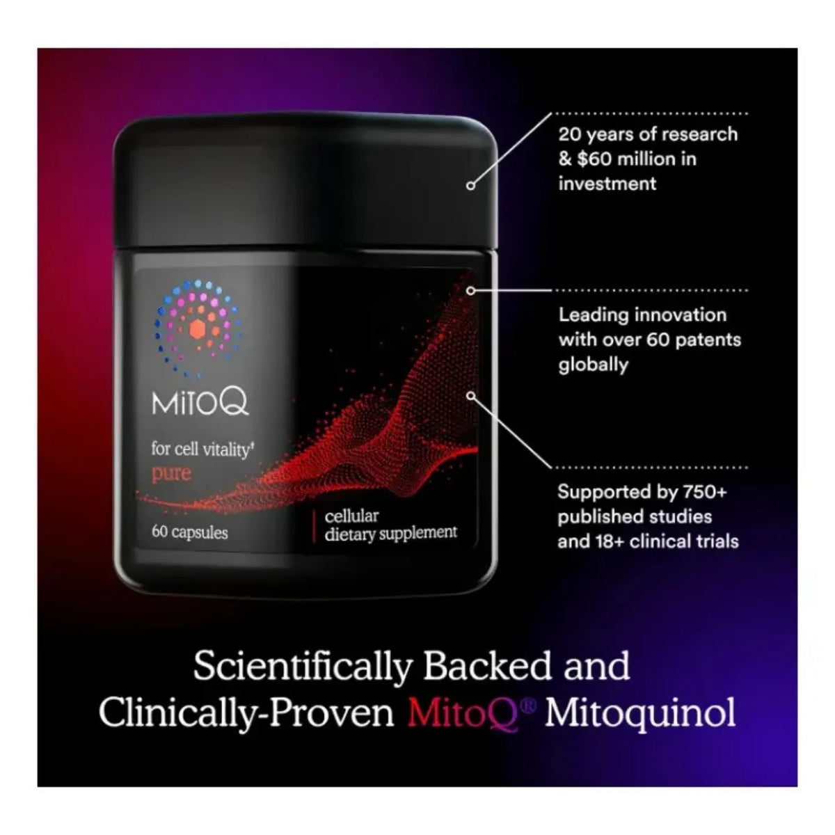 Mitoq Pure CoQ10 Avanzado Ubiquinol Con 180 Capsulas
