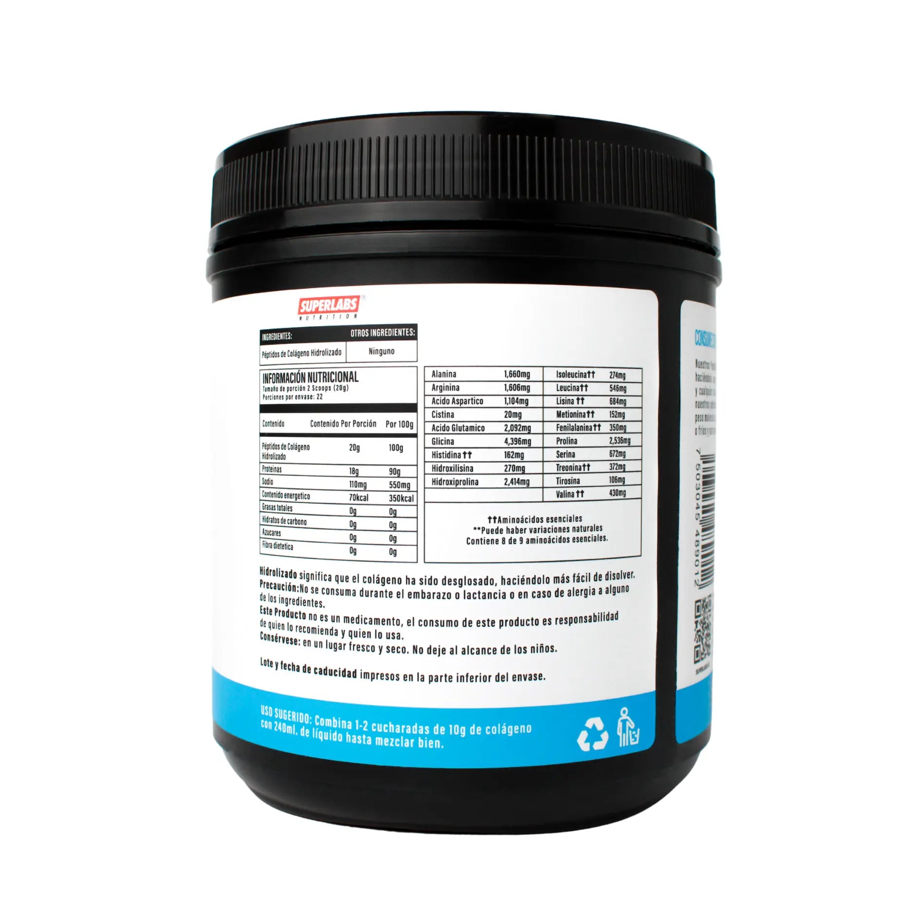 Superlabs Nutrition Grass Fed Colageno Hidrolizado 454g  sfn