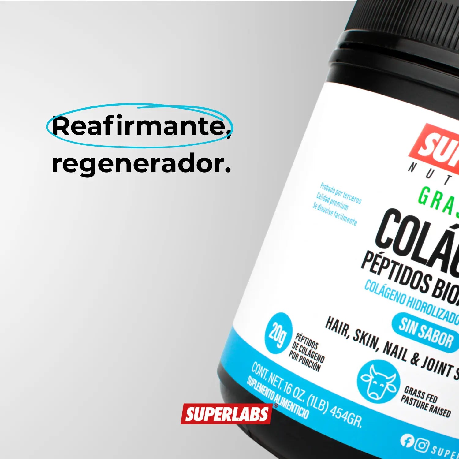 Superlabs Nutrition Grass Fed Colageno Hidrolizado 454g  sfn