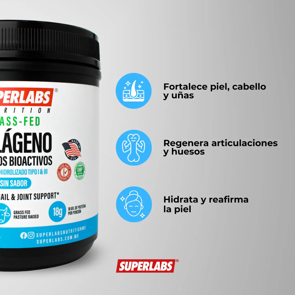 Superlabs Nutrition Grass Fed Colageno Hidrolizado 454g  sfn