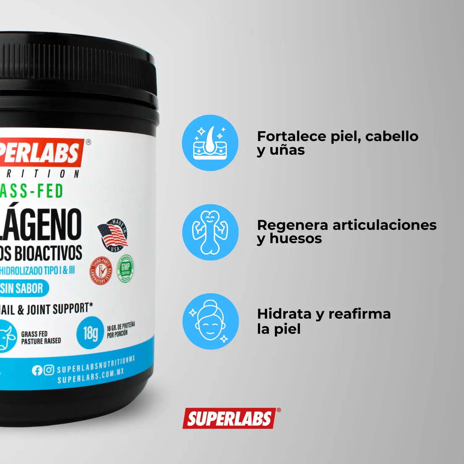 Superlabs Nutrition Grass Fed Colageno Hidrolizado 454g  sfn