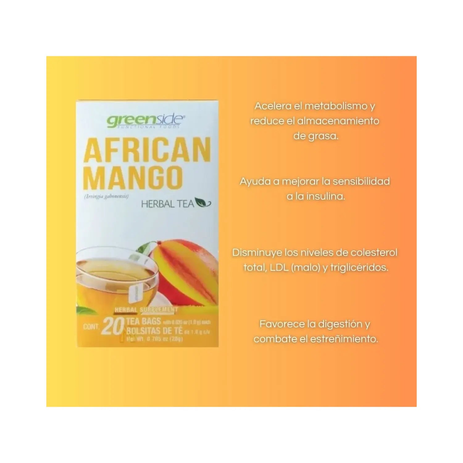 GREENSIDE AFRICAN MANGO TÉ, CAJA 20 G, CON 20 BOLSITAS SFN