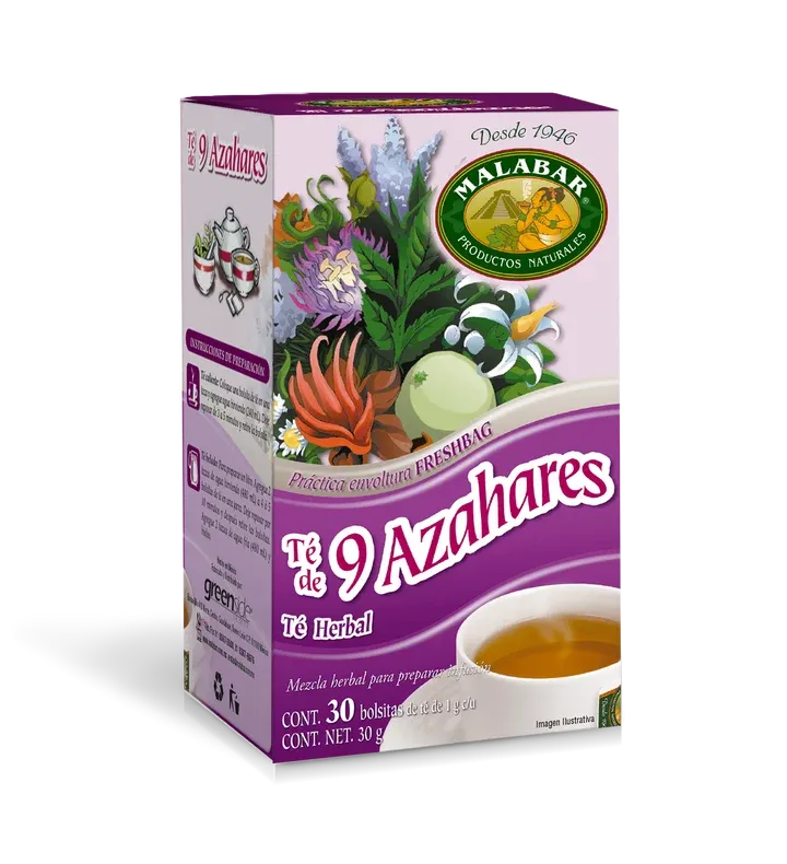 GREENSIDE MALABAR | Té Herbal de 9 Azahares | Caja con 30 Bolsitas de 1 g | Infusión Natural para Relajación y Descanso