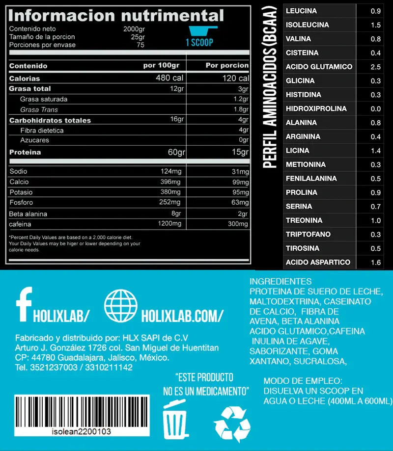 HOLIX LAB WHEY PROTEIN + PREENTRENO QUANTUM 2KG CAPUCCINO