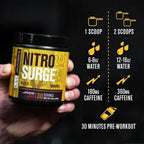 Jacked Factory NitroSurge Build | 30 Porciones | Sabor Arctic White | Fuerza, Energía y Rendimiento Muscular | Pre Entrenamiento | Suplemento Alimenticio