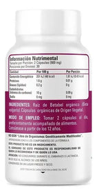 Organic Side Beetroot Orgánico | Betabel 450 mg | 60 Cápsulas Vegetales | Antioxidantes Naturales | Suplemento Alimenticio