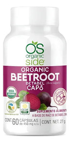 Organic Side Beetroot Orgánico | Betabel 450 mg | 60 Cápsulas Vegetales | Antioxidantes Naturales | Suplemento Alimenticio