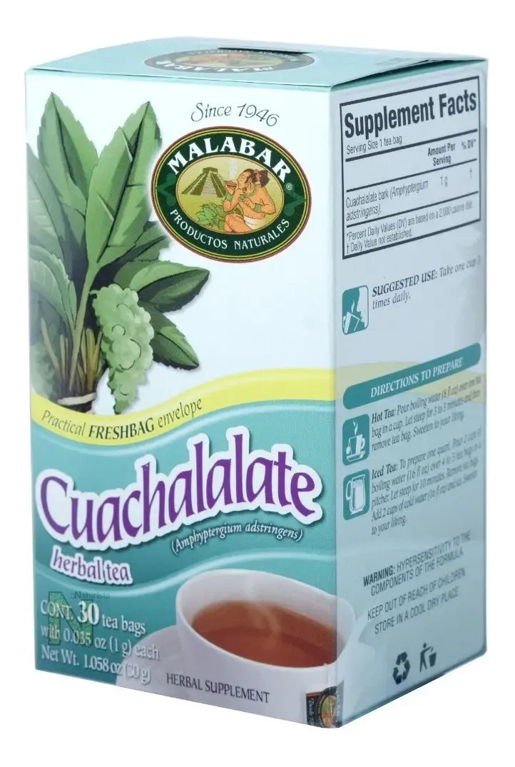 GREENSIDE MALABAR | Té Herbal de Cuachalalate | Caja con 30 Bolsitas de 1 g | Infusión Natural para el Bienestar Digestivo y Estomacal