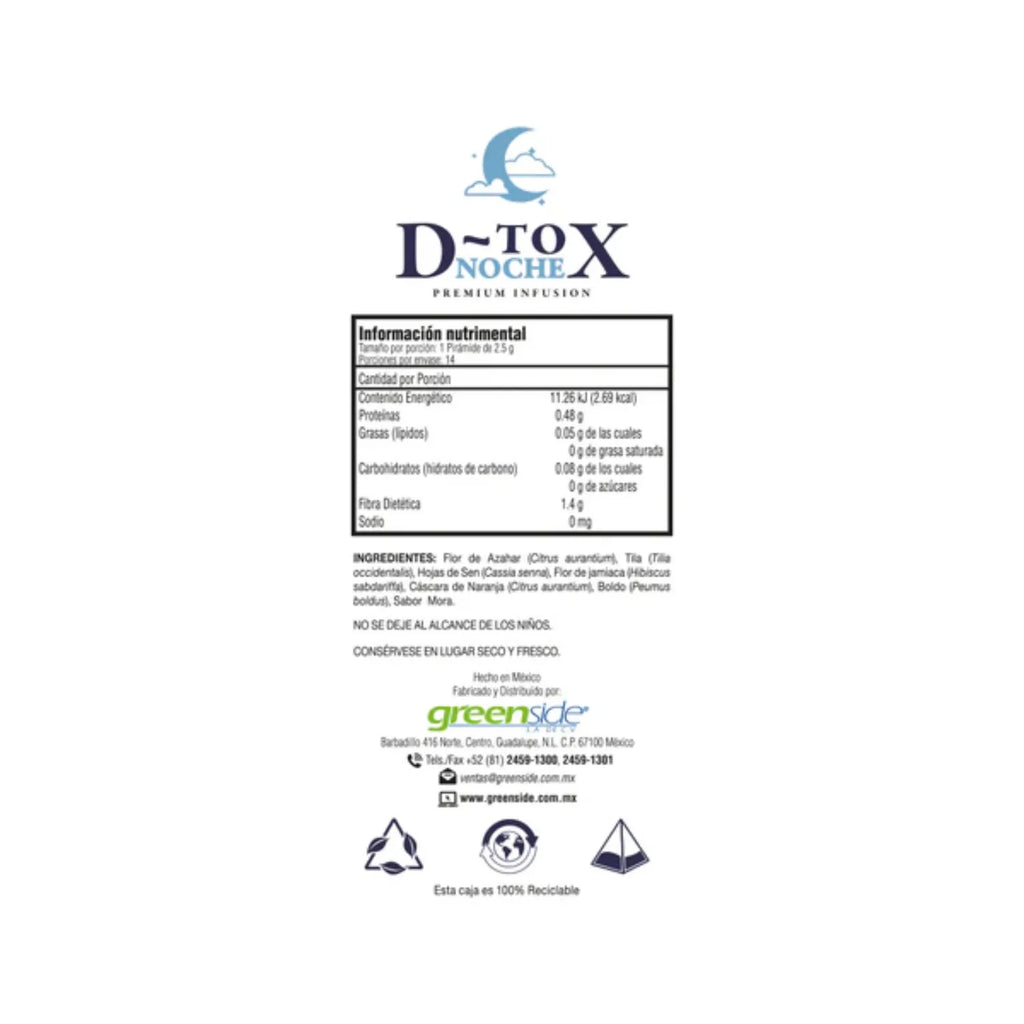 Greenside D-tox Noche Caja Con 14 Infusiones En Pirámide Sfn