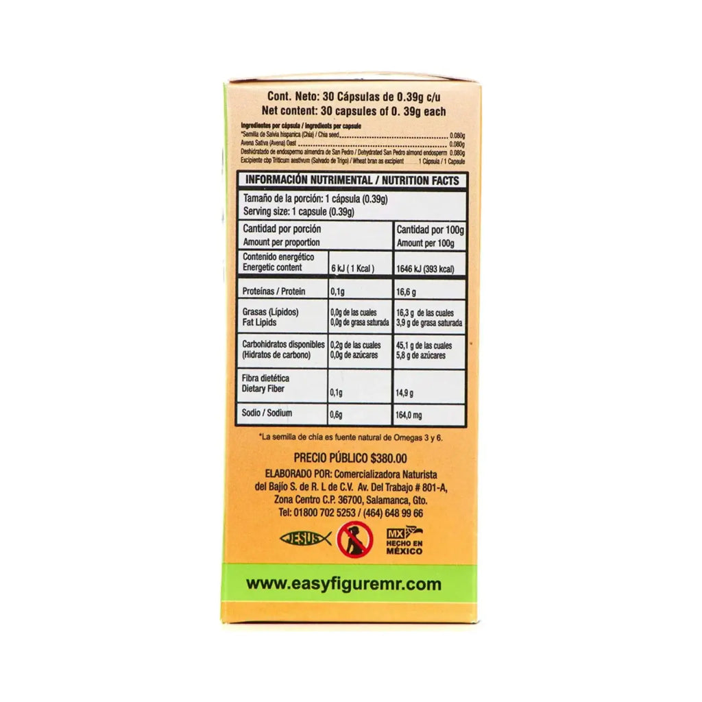 Easy Figure Easy Forte Fibra de Origen Natural  30 Cápsulas | Apoyo digestivo y bienestar general