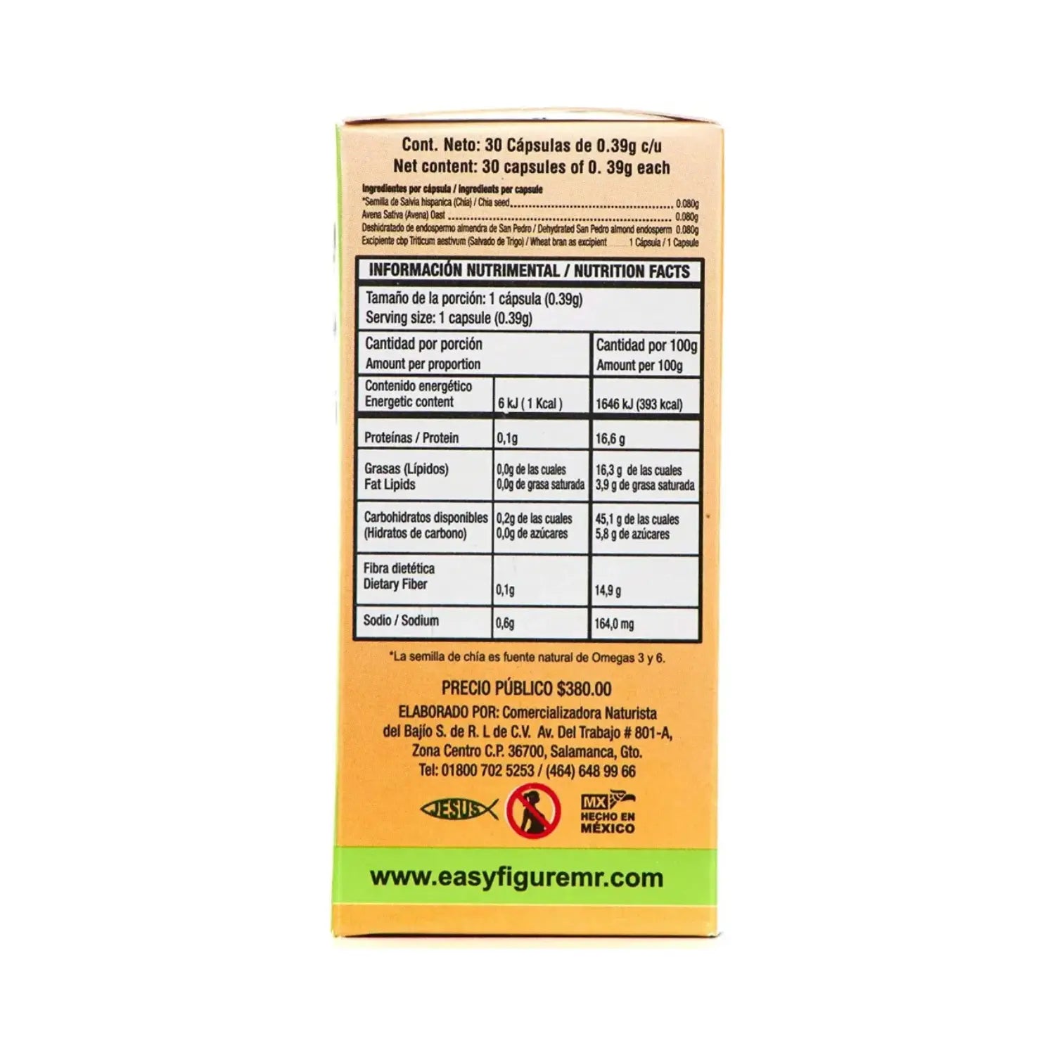 Easy Figure Easy Forte Fibra de Origen Natural  30 Cápsulas | Apoyo digestivo y bienestar general