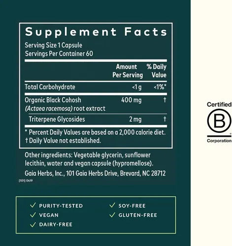 Gaia Herbs Menopause Support | 60 Cápsulas Vegetales | Bienestar Femenino y Equilibrio Hormonal | Apoyo Durante la Menopausia | Suplemento Alimenticio