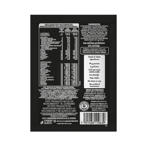 Habits Proteína Vegana By Checo Perez 15 sachets de 39gr Sfn cacao