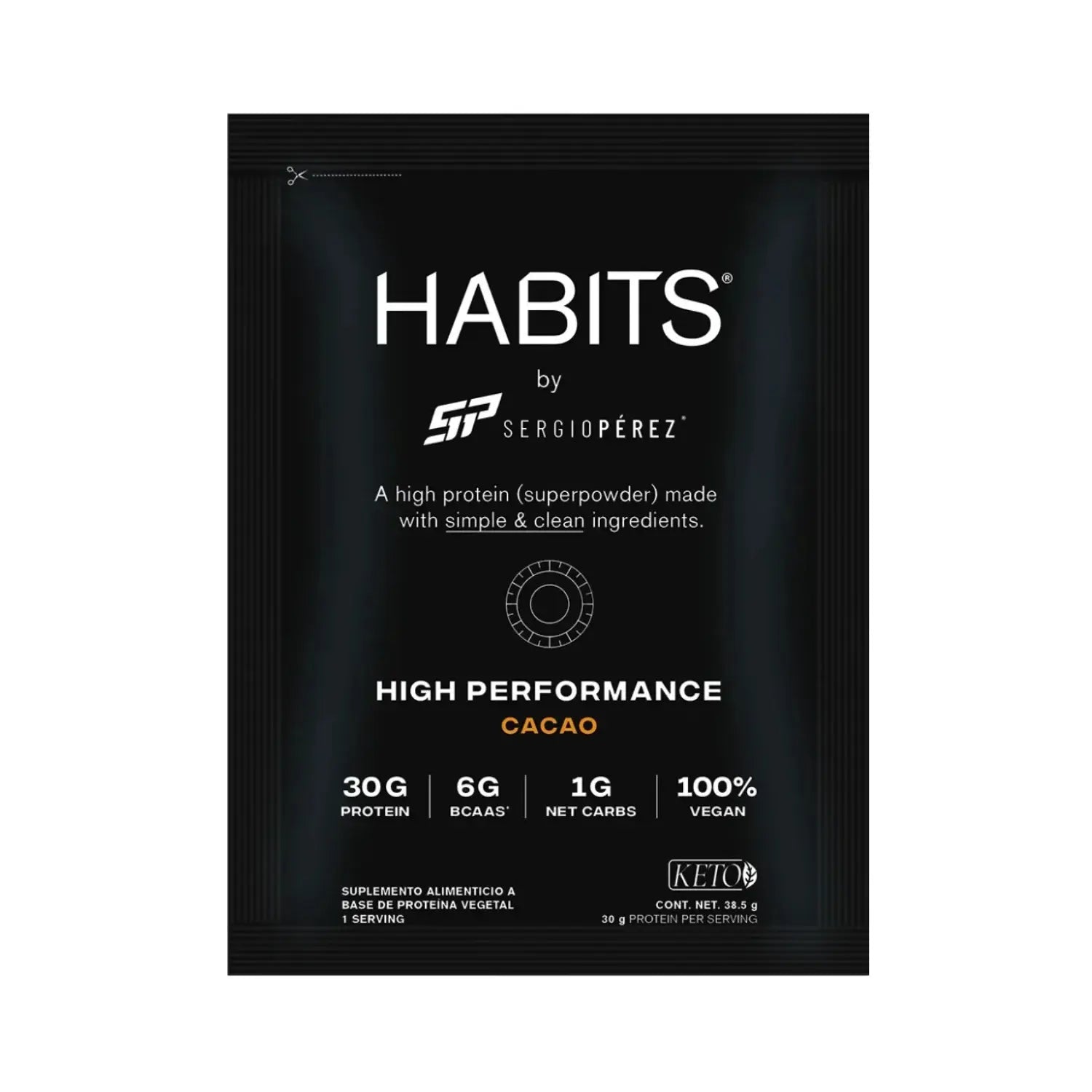 Habits Proteína Vegana By Checo Perez 15 sachets de 39gr Sfn cacao