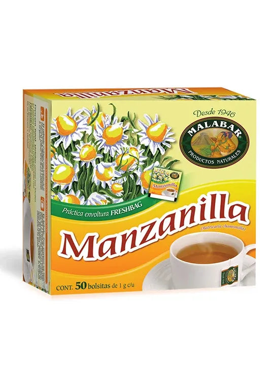GREENSIDE MALABAR | Té de Manzanilla Natural | Caja con 50 Bolsitas de 1 g | Infusión Herbal para el Bienestar Digestivo y la Relajación
