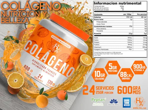 HOLIX LAB- COLAGENO HIDROLIZADO FRANCES - SABOR NARANJA/MANDARINA