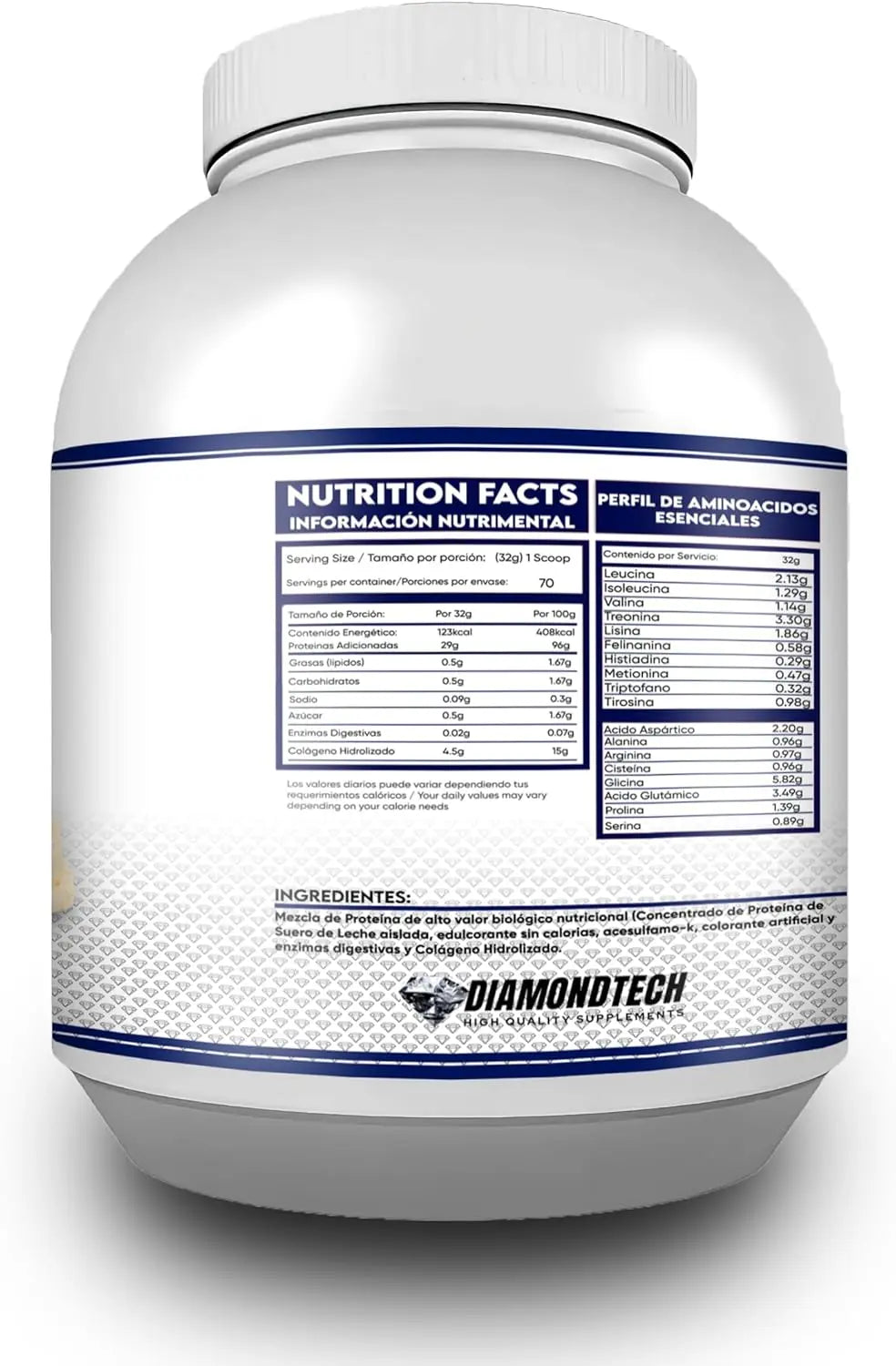 DiamondTech isolate Proteína Prime colageno 5lb sfn chocolate