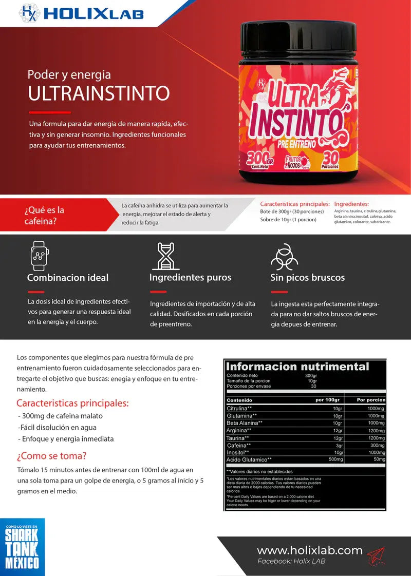 HOLIX LAB - ULTRA INSTINTO 30 SERVICIOS SABOR FRUTOS ROJOS…