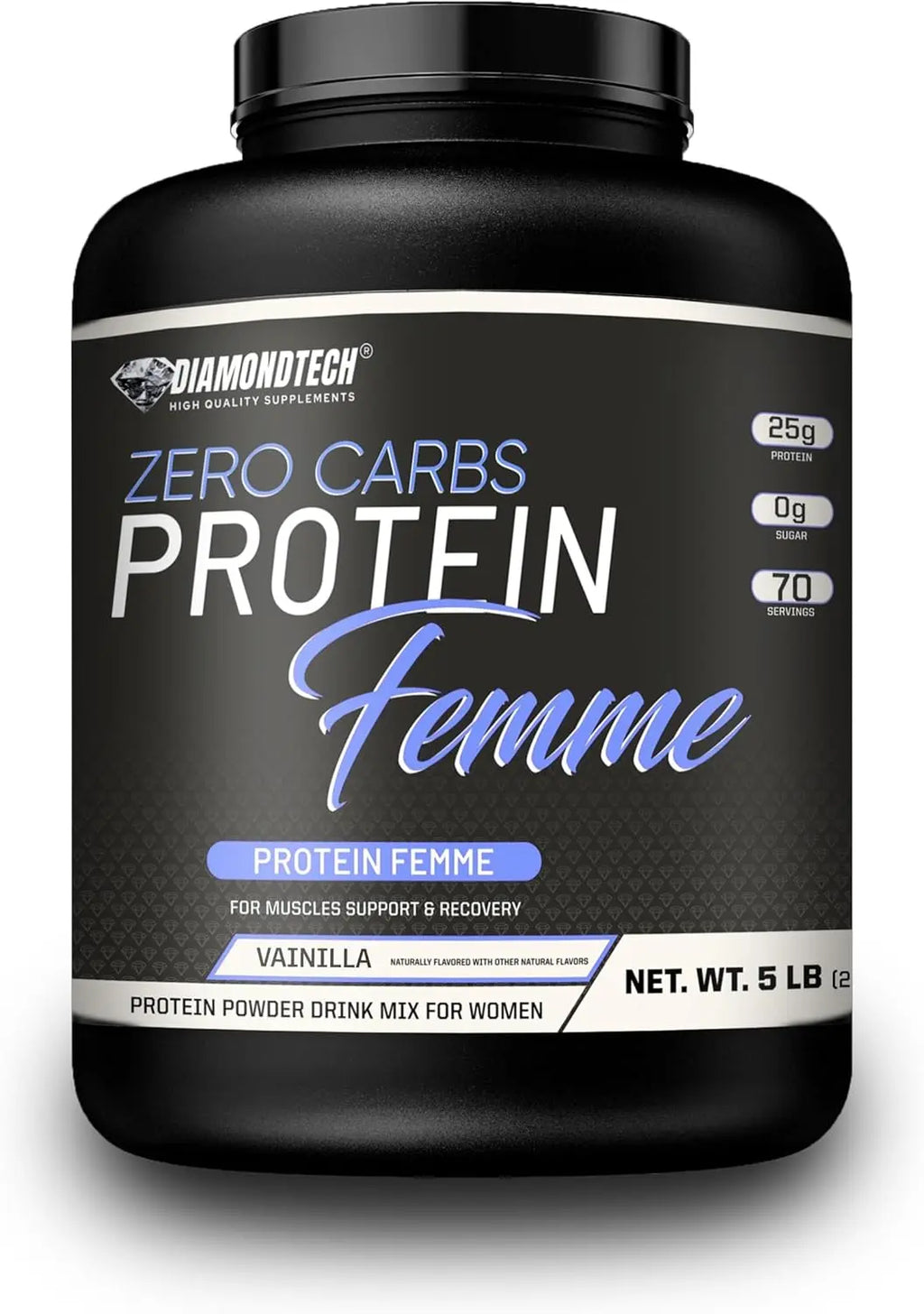 DiamondTech zero carbs Proteína femme 5lbs sfn vainilla