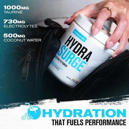 Jacked Factory HydraSurge | 60 Porciones | Sabor Lemonade | Hidratación y Electrolitos | Rendimiento y Recuperación Muscular | Suplemento Alimenticio