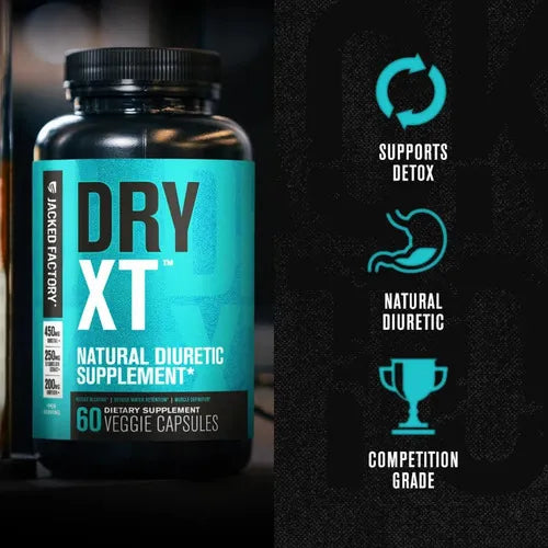 Jacked Factory Dry XT | 120 Cápsulas Vegetales | Equilibrio de Líquidos | Definición Muscular y Bienestar Físico | Suplemento Alimenticio