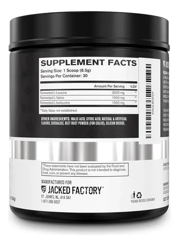 Jacked Factory BCAA | 30 servicios | Fruit Punch | Aminoácidos de cadena ramificada | Suplemento alimenticio