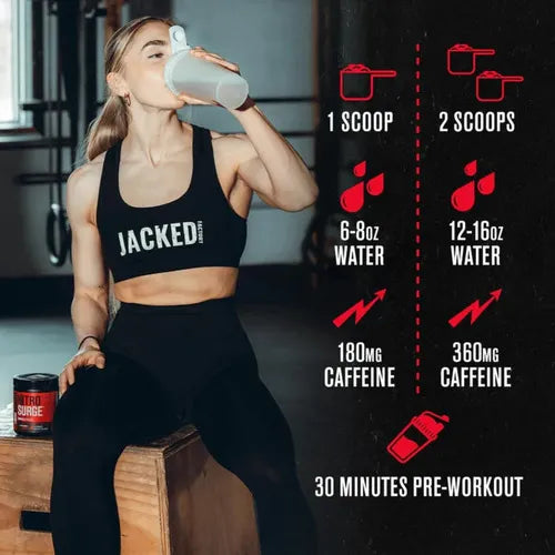 Jacked Factory NitroSurge Shred | 30 Porciones | Sabor Blueberry Lemonade | Energía y Rendimiento Deportivo | Pre Entrenamiento Termogénico | Suplemento Alimenticio
