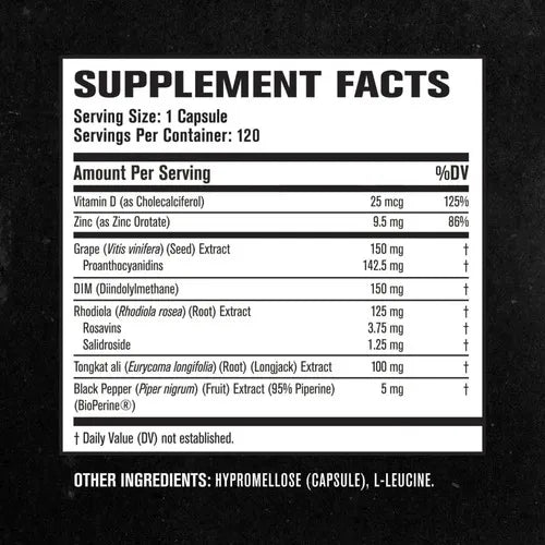 Jacked Factory Androsurge | 120 cápsulas vegetales | metabolismo de estrógenos y soporte de testosterona