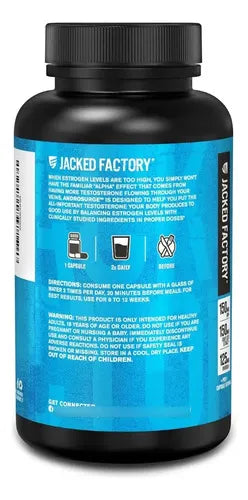 Jacked Factory Androsurge | 120 cápsulas vegetales | metabolismo de estrógenos y soporte de testosterona