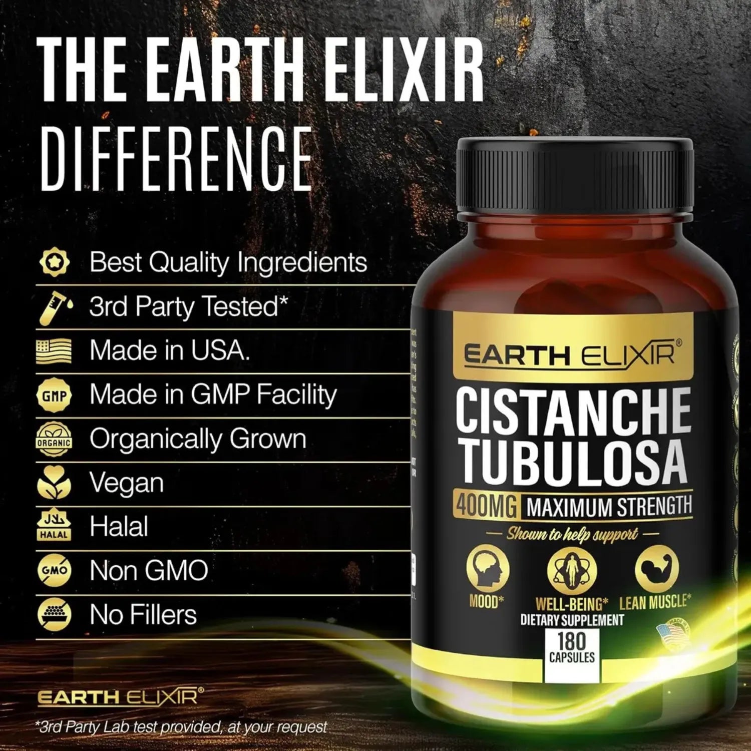 Earth elixir Cistanche Tubulosa 180 Capsulas Rendimiento Fisico