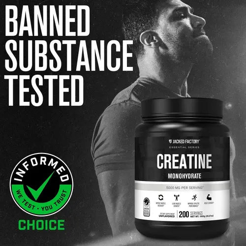 Jacked Factory Creatina Monohidratada | 1000 g | Fuerza y Rendimiento Muscular | Recuperación y Potencia Física | Suplemento Alimenticio