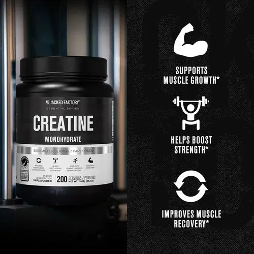 Jacked Factory Creatina Monohidratada | 1000 g | Fuerza y Rendimiento Muscular | Recuperación y Potencia Física | Suplemento Alimenticio