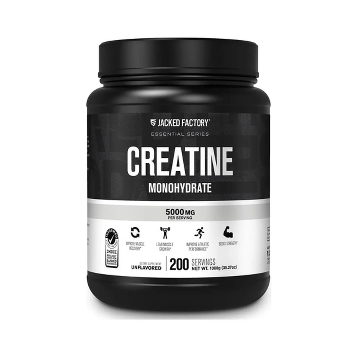 Jacked Factory Creatina Monohidratada | 1000 g | Fuerza y Rendimiento Muscular | Recuperación y Potencia Física | Suplemento Alimenticio