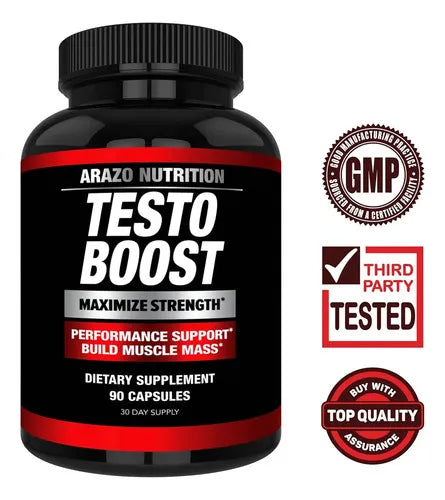 Arazo Nutrition TestoBoost | Tribulus Terrestris | 90 Cápsulas | Zinc y Magnesio | Rendimiento Físico | Suplemento Alimenticio