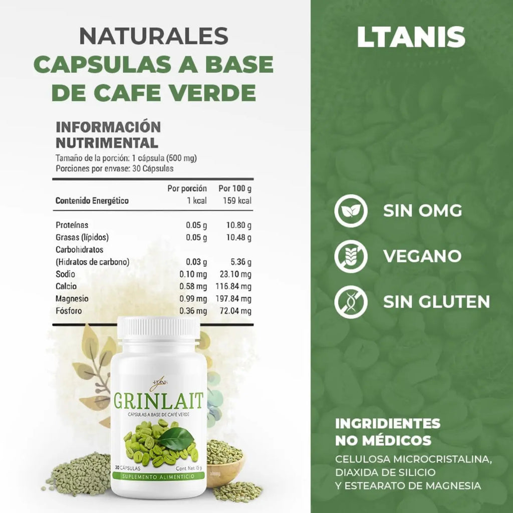 Supervits Café Verde Grinlait Ltanis Extracto Grano Original 30 capsulas