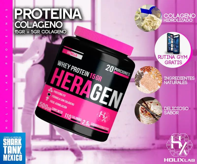 HOLIX LAB WHEY PROTEIN HERAGEN PROTEINA + COLAGENO 500GR VAINILLA